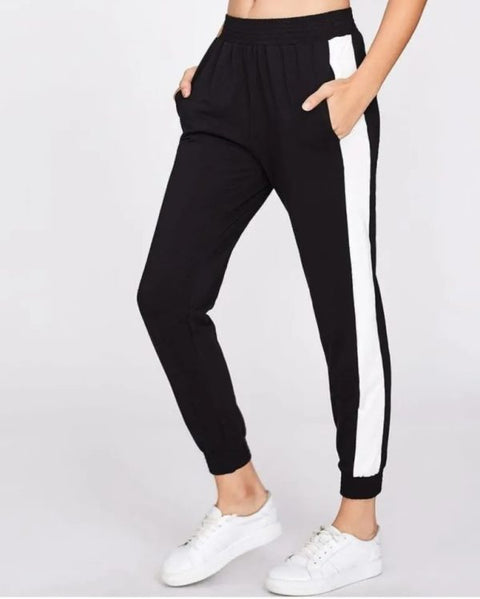 Black Fleece Trouser with White Stripes