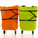 Portable Multi-function Trolley Bag With Wheels Folding Travel Luggage Bag Vegetable Grocery Shopping Trolley Carry Bag