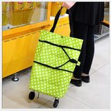 Portable Multi-function Trolley Bag With Wheels Folding Travel Luggage Bag Vegetable Grocery Shopping Trolley Carry Bag