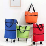 Portable Multi-function Trolley Bag With Wheels Folding Travel Luggage Bag Vegetable Grocery Shopping Trolley Carry Bag